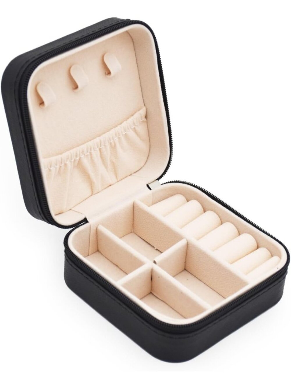 Portable Travel Mini Jewelry Box - Leather Ring Organizer Case for Women & Girls